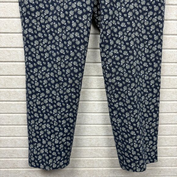 Ann Taylor Womens Devin Fit Blue Floral Print Straight Leg Stretch Pants Size 10 - Picture 3 of 16